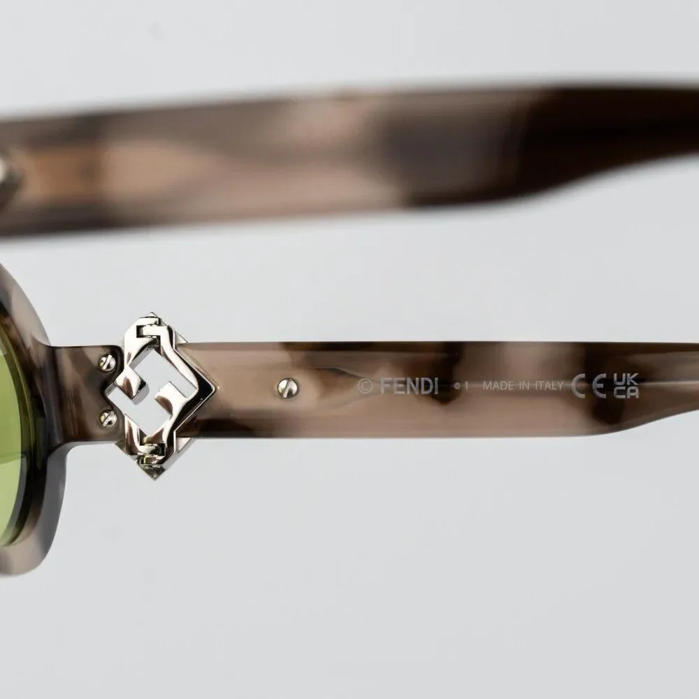 Fendi FF DIAMONDS Men Sunglasses Oval Havana Green FE40140U 01A NEW AUTHENTIC